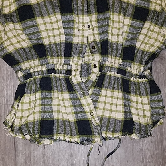 💜Firm Price💜Free People Plaid Ruched Sleeve Shirt - Picture 7 of 16